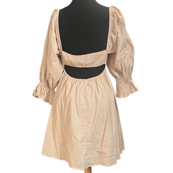 Charlie Holiday Sonny Tie Front Women's Mini Dress Oat Size Medium, NWT - Picture 4 of 11